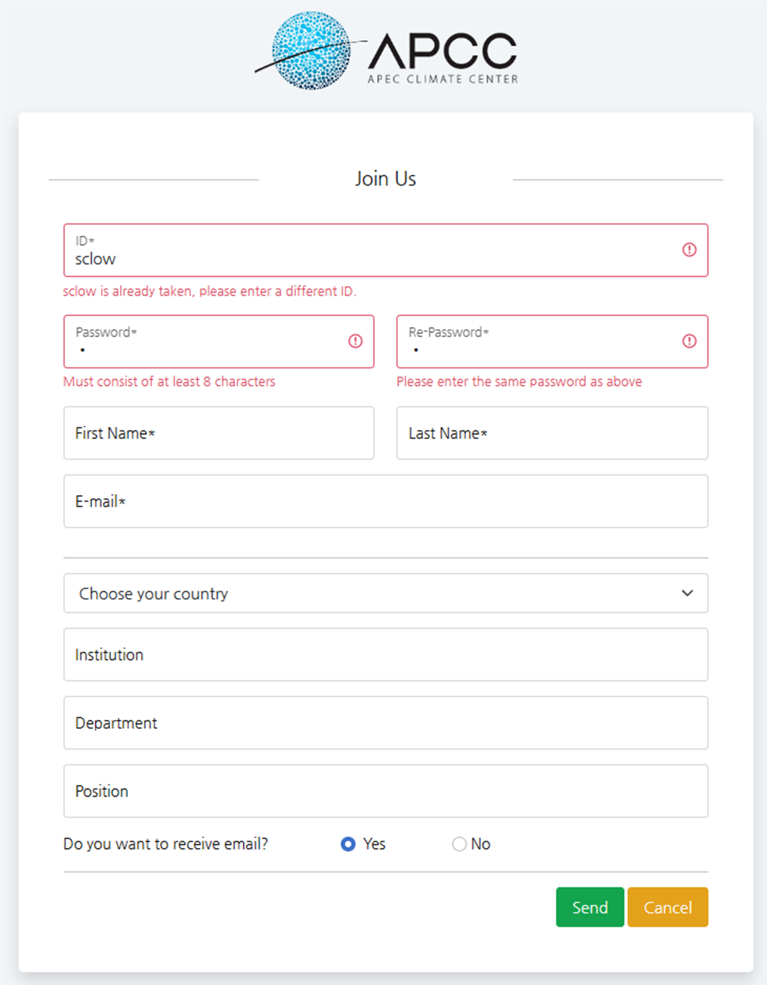 (Figure 2-3-4) Enter Sign Up Information