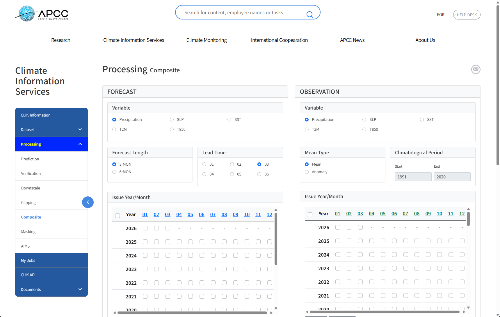 (Figure 3-3-45) Screen for Inputting Conditions for Composition of Prediction and Observation Data