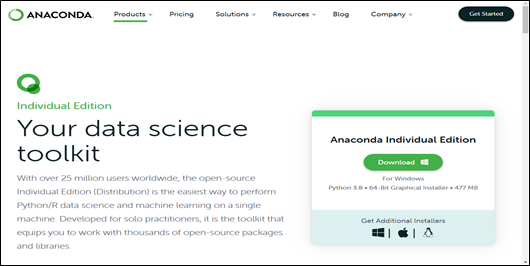(Figure 4-2-1) Anaconda Download Page