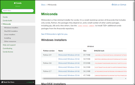 (Figure 4-2-13) miniconda Download Page
